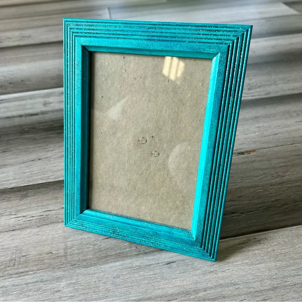 💸 5/20 Hand-painted Teal Turquoise Glitter Picture Frame 5 x 7